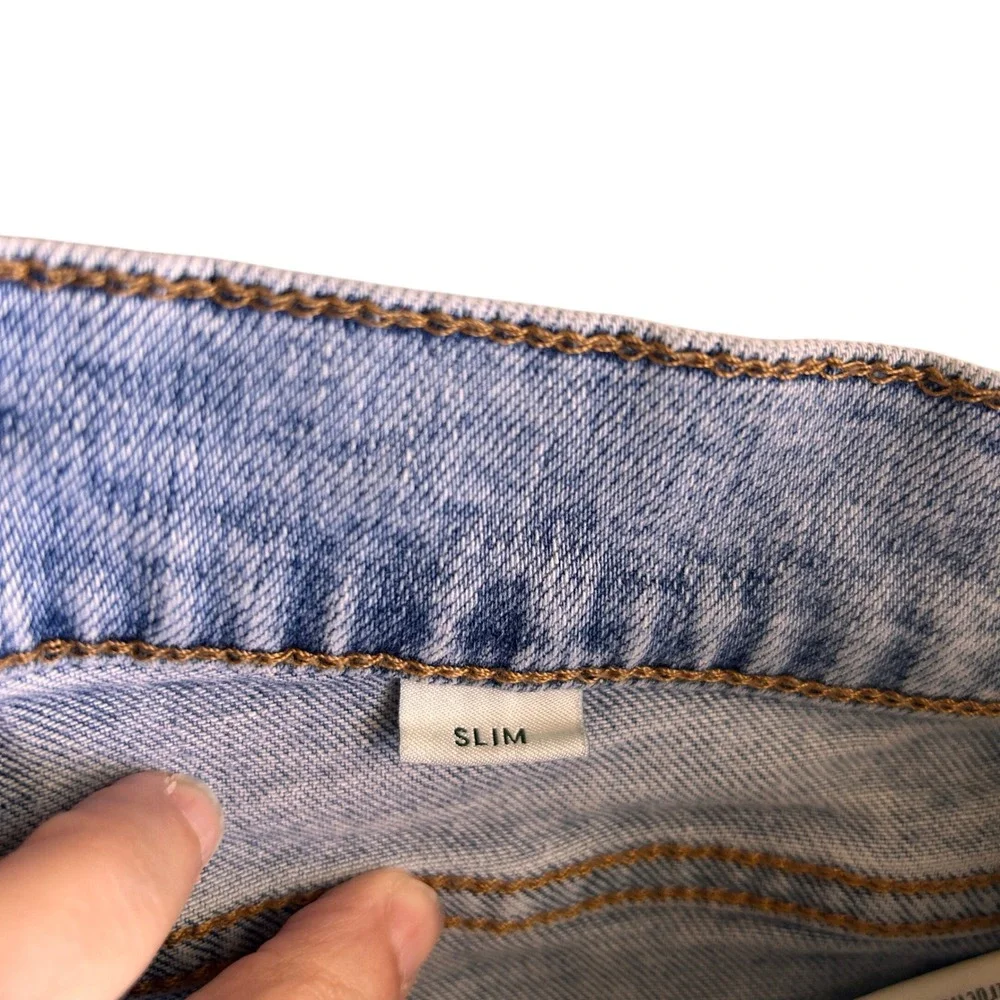 Tecovas Slim Jean Light Blue Acid Wash Stretch Denim Mens 38x30 Distressed - Picture 7 of 8